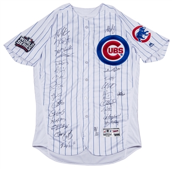 2016 Chicago Cubs World Series Champion Team Signed Authentic White Home Jersey With 26 Signatures Including Bryant, Rizzo, Epstein & Lester (MLB Authenticated & Fanatics) 